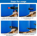 Zhiqin vandens talpyklos jungčių rinkinys, 40 mm (1,57 colio) vandens talpyklos jungčių rinkinys su 500 mm jungiamąja žarna, skylių grąžtu, perpildymo lietaus statine, skirtas lietaus vandens talpoms