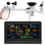 Urageuxy Wifi 7-in-1 meteorologijos stotis su lietaus matuokliu ir vėjo matuokliu, vidaus/lauko termometru, higrometru, oro slėgiu, uv indeksu, orų prognoze, mėnulio fazėmis, tiksliems orų duomenims