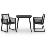 Lauko valgomojo baldų komplektas, 3 dalių, juodas, PVC ratanas CFE6813092