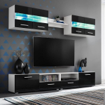 Sieninė TV sekcija su LED &scaron;viesomis, 5 dalių