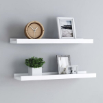 vidaXL Lentynos nuotraukų rėmeliams, 2vnt., baltos, 60x9x3cm, MDF