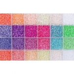 Stiklinių apvalių karoliukų (biserio) 12/0 RainBow&reg; 24 pastelinių spalvų po 10 g rinkinys