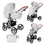 Universalus vežimėlis su mamos krep&scaron;iu Lorelli Rimini 2in1, Grey&Black Dots