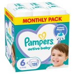 Sauskelnės PAMPERS Active Baby, Monthly Pack, 6 dydis, 128 vnt.
