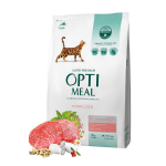 OPTIMEAL&trade;. Visavertis sausas maistas sterilizuotoms katėms ir kastruotiems katinams su dideliu kiekiu jautienos ir sorgo žolelėmis, 4 kg