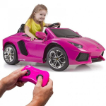 Vienvietis vaiki&scaron;kas elektrinis automobilis Lamborghini Aventador Feber, rožinis