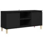 TV spintelė su medinėmis kojelėmis, 103,5x35x50 cm, juoda
