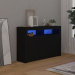 &Scaron;oninė spintelė su LED ap&scaron;vietimu, juoda, 115,5x30x75 cm