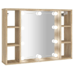 Veidrodinė spintelė su led ap&scaron;vietimu, ąžuolo, 76x15x55cm