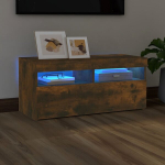 Tv spintelė su led ap&scaron;vietimu, dūminio ąžuolo, 90x35x40cm