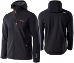 Vyri&scaron;ka softshell striukė Caen, Hi-Tec, atsparumas vandeniui 8000 mm, su at&scaron;vaitiniais elementais, ventiliacinės angos pažastyse, juoda su oranžiniais akcentais