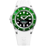 Vyrų automatinis laikrodis Bobroff BF0002ibv-BFSTB - Baltas gumos apyrankė - 42mm