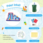 Costway pripučiamų vandens čiuožyklų parkas Milžini&scaron;ka &scaron;okinėja pilis su 2 ilgomis čiuožyklomis 644 x 405 x 210 cm