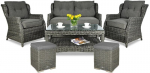 Lauko baldų komplektas TRIVENTO 2 + su pufais, Dark Grey