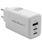 GaN 65W įkroviklis | 5&ndash;20V | 3&ndash;3.35A | 2 x USB-C PD | 1 x USB QC 3.0 | Qoltec