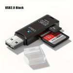 USB 3.0 SD TF kortelių skaitytuvas,  USB2.0 juodas