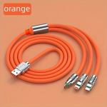 1vnt/2vnt 3-Į-1 Greita USB Kabelis - Patvarus Įkroviklis IPhone & Android, Spalvoti C & Mikro Jungtys, Universalus Suderinamumas, Oranžinė