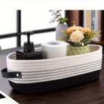 1 vnt. Rūsti pintinė su odinėmis rankenomis, Juoda