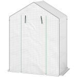 &Scaron;iltnamis su lentynomis, mini &scaron;iltnamis, atsparus UV spinduliams, tinkliniai langai, užtrauktukas, 143L x 74B x 190H cm, baltas, Balta