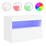 Sieninė Televizoriaus spintelė，TV spintelė，TV staliukas su LED lemputėmis, balta, 60x30x40cm CFE266099
