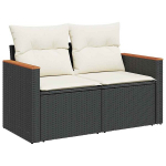 Dvivietė sodo sofa，Lauko sofa su pagalvėlėmis, juodos spalvos, poliratanas CFE40938