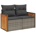 Dvivietė sodo sofa，Lauko sofa su pagalvėlėmis, pilkos spalvos, poliratanas CFE89513