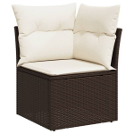 Kampinė sodo sofos，Lauko sofa dalis su pagalvėlėmis, ruda, poliratanas CFE54863