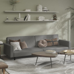 Dvivietė sofa-lova，Poilsio sofa, pilkos spalvos, dirbtinė oda CFE82568