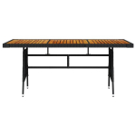 Sodo stalas，Lauko stalas, juodas, 160x70x72cm, poliratanas ir akacija CFE391981