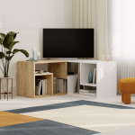 Kampinis Stalas Tv, Glis, Decortie, 90 x 45 x 35 cm, Ąžuolas - Baltas
