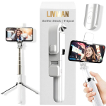 LIVMAN L03s - daugiafunkcis asmenukių lazdas ir trikojis su nuotolinio valdymo pultu ir LED ap&scaron;vietimu, 84cm