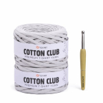 Mezgimo komplektas 2x YarnArt Cotton Club siūlai (spalvos kodas 7304) su Pro Circus vą&scaron;eliu, 13cm ilgio, 8mm storio