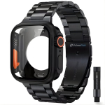 Nerūdijančio Plieno Laikrodžio Dirželis su Apsauginiu Dėklu Apple Watch 49/45/44/42 mm, Juodas, PrimePick