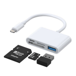 Adapteris iPhone OTG Lightning - USB SD TF, baltas