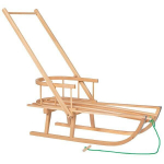 Medinės rogutės su atlo&scaron;u ir stumimo rankena Springos SAN003, 90x32 cm