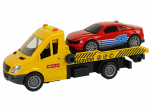 Žaislinis tralas su automobiliu Lean Toys, geltonas, 30x9x11 cm, 2 d