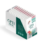 Optimeal&trade; suaugusiems &scaron;unims su jautiena ir spanguolėmis drebučiuose, 100 g x 12 vnt