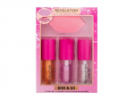 Lūpų aliejų rinkinys Makeup Revolution - Lip Oil Set Kiss & Go, 4.5 ml, 3 vnt.