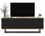 TV Spintelė Meble Lindner Loft Ąžuolas Wotan Juoda Matinė su Metaliniu Rėmu 150 cm, 150 x 53 x 35