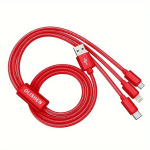 3-in-1 greito įkrovimo USB laidas, Raudona