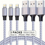 3M Nailoninis USB Įkrovimo Kabelis iPhone, 3 vnt., 3 Pakuotės - 10Ft (3m)