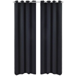 Naktinės užuolaidos su metalinėmis kilpomis, 2vnt., 135x175cm, juodos, Juoda