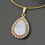 Papuo&scaron;alų rinkinys moterims DiamondSky Celestial Drop (White Opal) su Swarovski kristalais