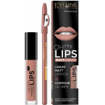 Rinkinys Eveline&nbsp;Oh My Lips Liquid Matt 01 Neutral Nude: lūpų dažai&nbsp;4.5 ml + lūpų kontūro pie&scaron;tukas 1 vnt.