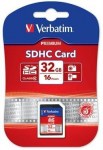 verbatim atminties kortelė secure digital card premium u1, 32gb, sdhc, 43963, uhs-i u1 (10 klasė)