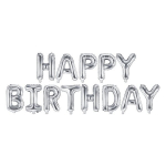 Folinis balionas Happy Birthday 340x35 cm, sidabrinis