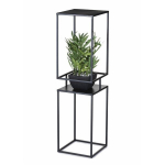 2 pakopų metalinis gėių stovas, juodas, 87 cm