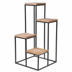 Modernus metalinis gėlių stovas su mediniais padėklais 4 gėlėms Vilde, 68 cm