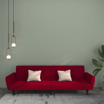 Dvivietė sofa-lova, raudonojo vyno spalvos, aksomas