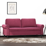 Dvivietė sofa, raudonojo vyno spalvos, 140cm, aksomas